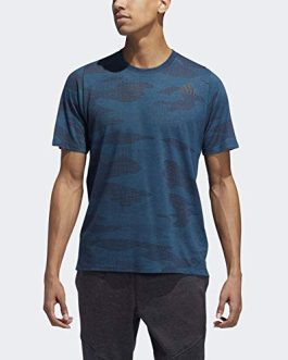 ADIDAS Aeroknit Graphic Print Crew-Neck T-shirt (Blue)