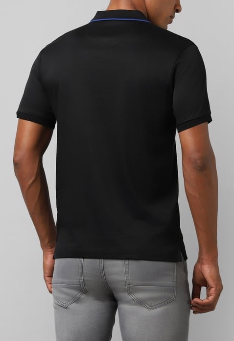 ALLEN SOLLY Men Regular Fit Black Polo T-shirt - Image 3