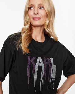 KARL LAGERFELD T-Shirt Rhinestone Black Regular Fit