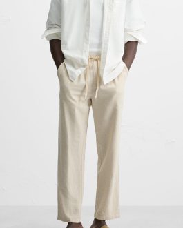 ZARA LINEN TROUSERS (Beige)