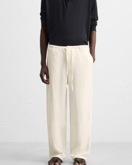 ZARA LINEN TROUSERS (White)