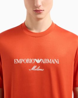 Emporio Armani JERSEY-LYOCELL BLEND WITH ASV LOGO EMBROIDERY