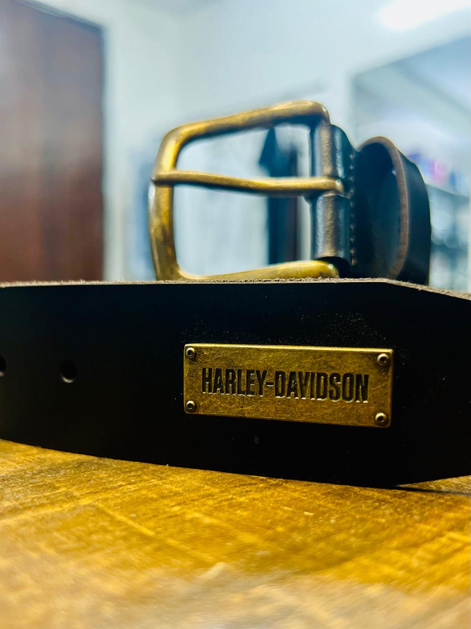 Harley-Davidson Genuine Leather Belt ? Vintage Brass Buckle - Image 2