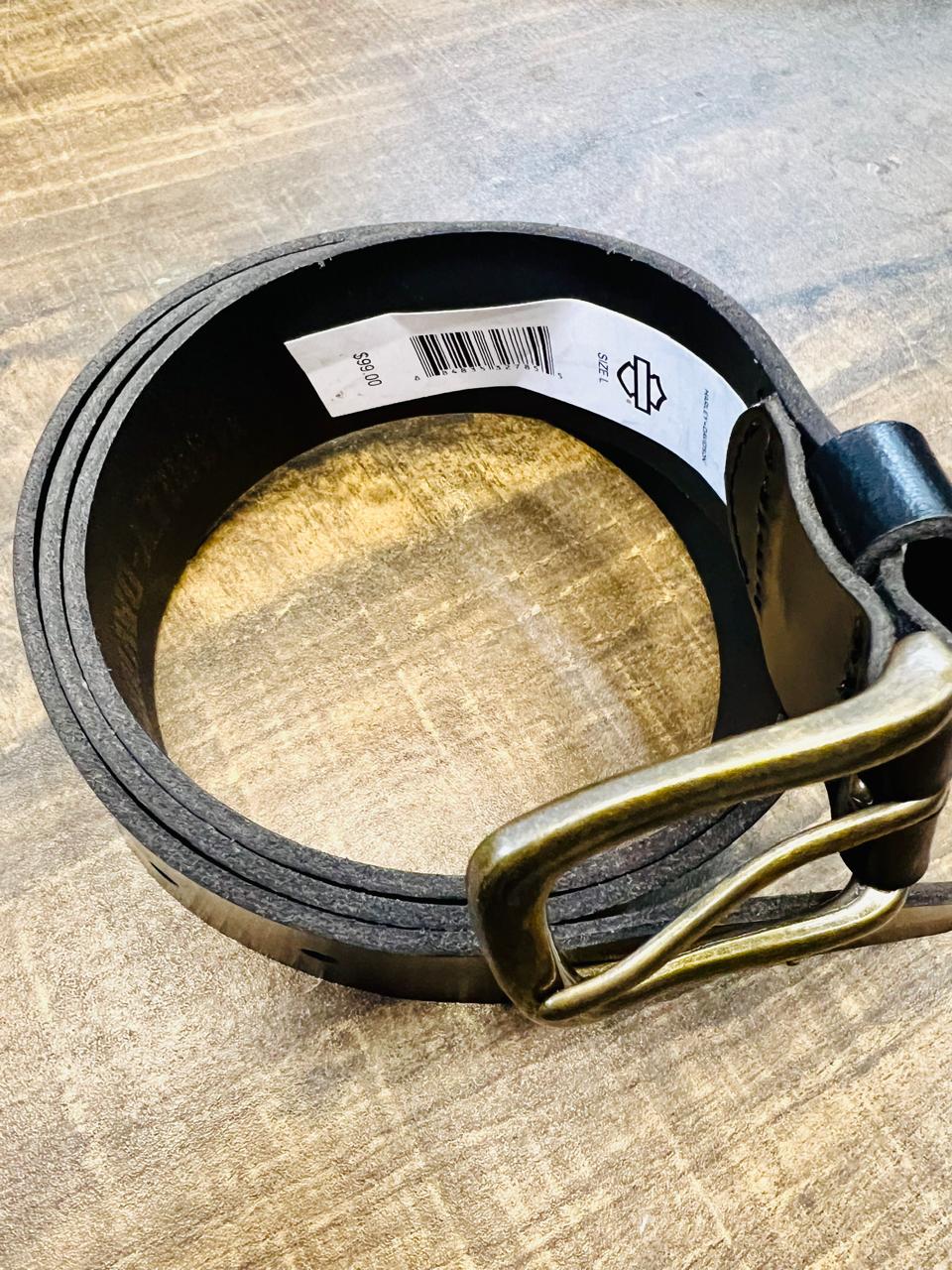 Harley-Davidson Genuine Leather Belt ? Vintage Brass Buckle - Image 3