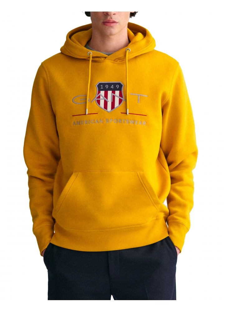 Gant Regular Archive Shield Hoodie Dark Mustard Yellow - Image 3