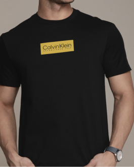 Calvin Klein Jeans Brand Logo Printed Pure Cotton T-shirt (Black)