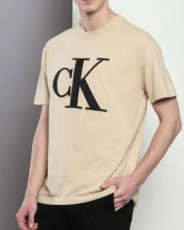 Calvin Klein Warm Sand Cotton Logo Printed T-Shirt