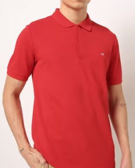 CALVIN KLEIN JEANS Stretch Pique Slim Fit Polo T-shirt (Red)