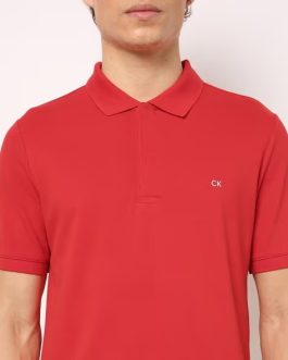 CALVIN KLEIN JEANS Stretch Pique Slim Fit Polo T-shirt (Red)