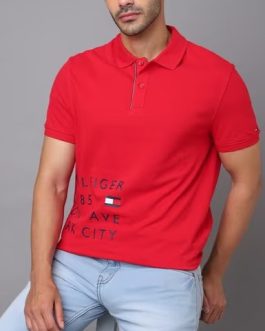 TOMMY HILFIGER Regular Fit Polo T-Shirt with Placement Print