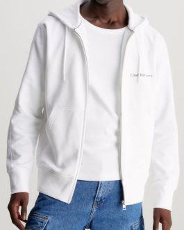 Calvin Klein Jeans zip-up hoodie (institutional white)