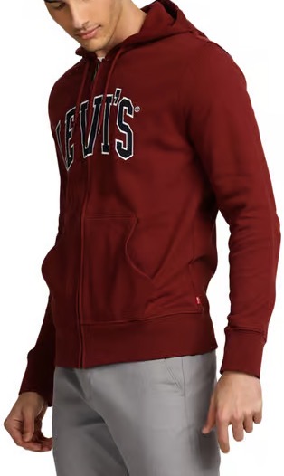 Levi's Port Red Cotton Regular-fit Logo -printed Hooded-sweatshirt - Image 4
