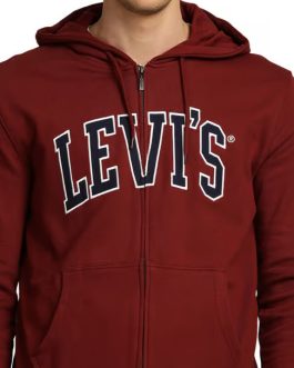 Levi’s Port Red Cotton Regular-fit Logo -printed Hooded-sweatshirt