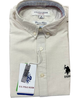 U.S. Polo Assn. Men Beige Tailored Fit Casual Shirt