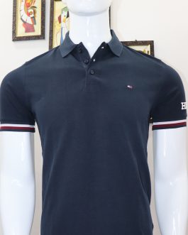 TOMMY HILFIGER Navy Blue Plan Collar Polo T-shirt
