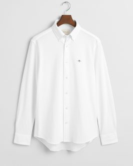 GANT Mens White Jersey Pique Shirt