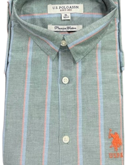 U.S. POLO ASSN. Men Tailored Fit Solid Cut Away Collar Casual Shirt