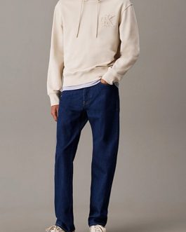 Calvin Klein Logo Appliqué Hoodie (Beige)