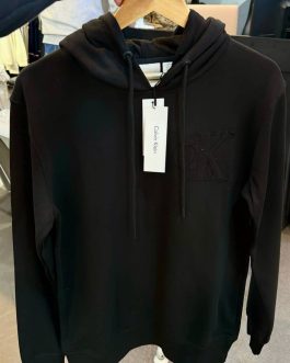 Calvin Klein Logo Appliqué Hoodie (Black)