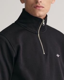 GANT Black Colour Regular-Fit Half Zip Sweatshirt