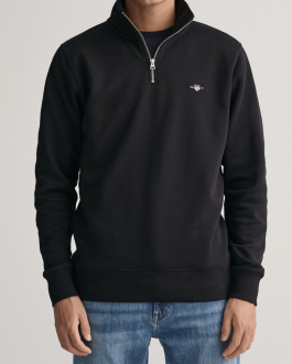 GANT Black Colour Regular-Fit Half Zip Sweatshirt