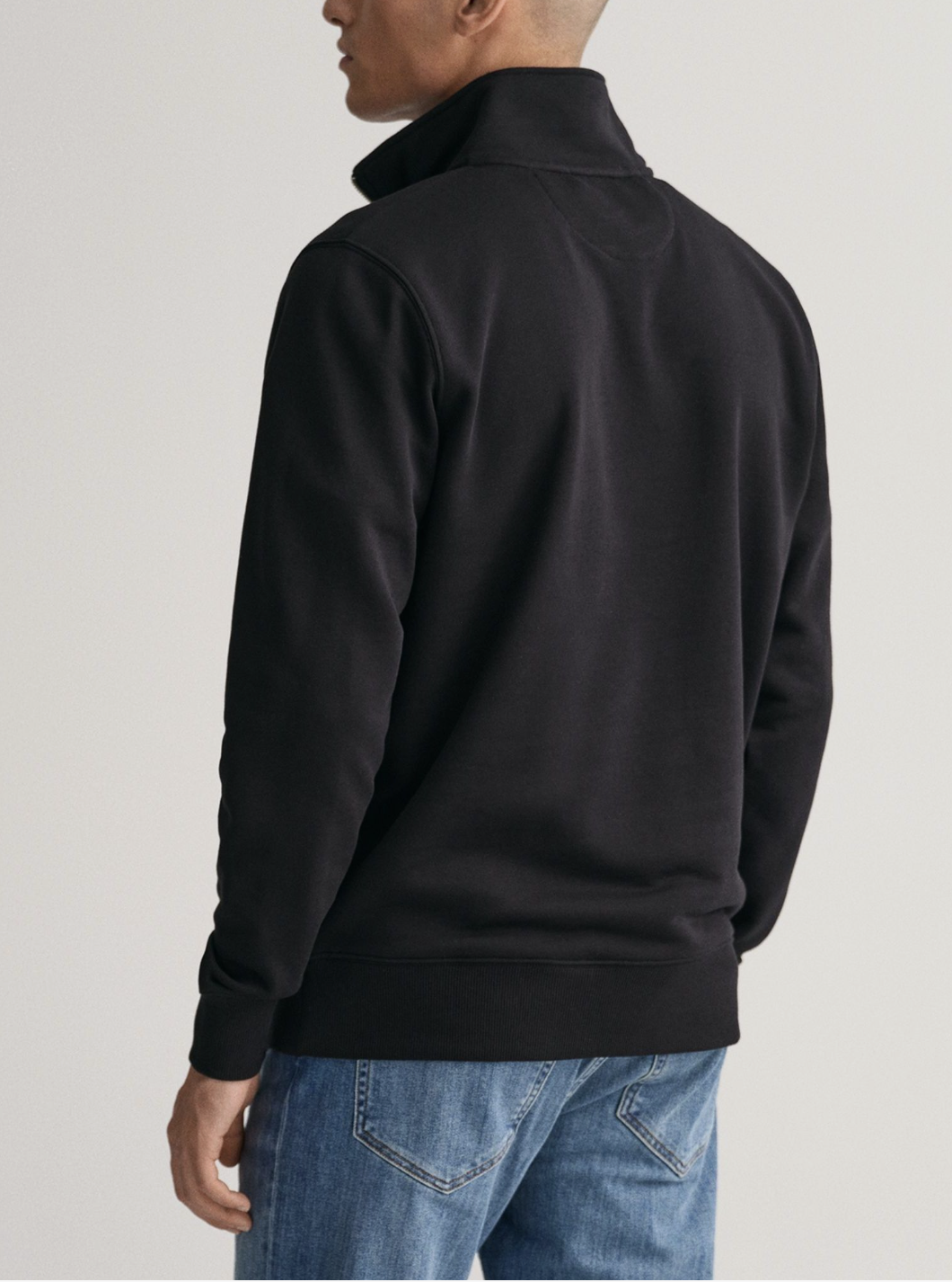 GANT Black Colour Regular-Fit Half Zip Sweatshirt - Image 3