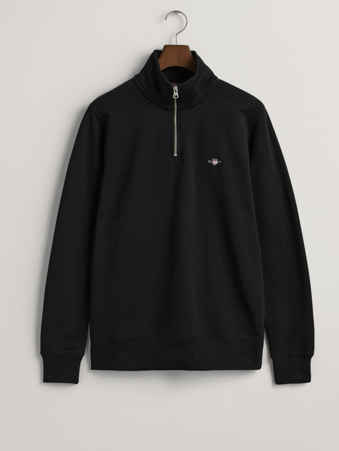 GANT Black Colour Regular-Fit Half Zip Sweatshirt - Image 4
