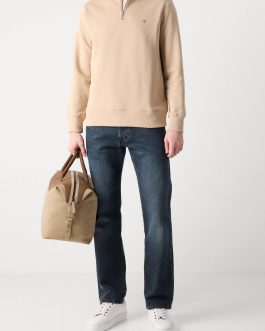 GANT Dry Sand Colour Regular-Fit Half Zip Sweatshirt