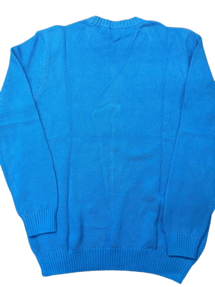 LACOSTE Crocodile Classic Fit Grey/Sky Blue Embroidered Logo Sweater - Image 6